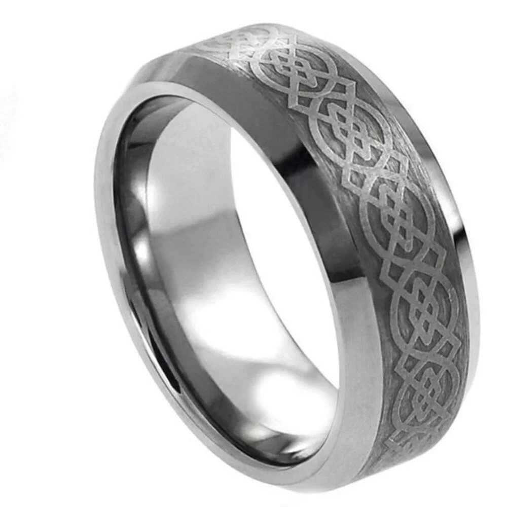 8mm or 6mm Celtic Dragon men's Tungsten Band